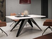 Verlengbare eettafel AWESOME 140>240 cm zwart/marmer wit - thumbnail