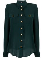 Balmain chemise en soie à épaulettes - Vert