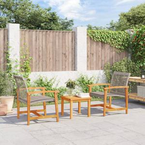 Tuinstoelen 2 st poly rattan en acaciahout grijs