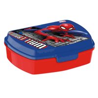 Marvel Spiderman broodtrommel/lunchbox voor kinderen - rood/blauw - kunststof - 20 x 10 cm - thumbnail