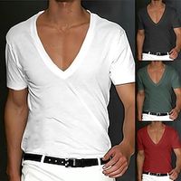 Voor heren T-shirt Effen V-hals Straat Vakantie Korte Mouw Kleding Ontwerper Basic Modern eigentijds Lightinthebox - thumbnail