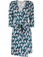 DVF Diane von Furstenberg robe courte en soie à fleurs - Bleu