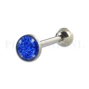 Tongpiercing glitter vlak blauw