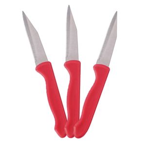 Alpina keukenmesjes/schilmesjes - 3x stuks - RVS met rood kunststof handvat - 18 cm   -