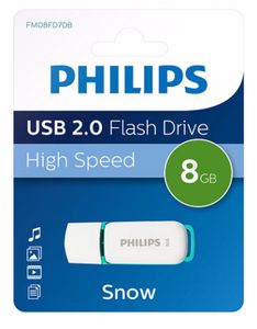 Philips FM08FD70B USB flash drive 8 GB USB Type-A 2.0 Turkoois, Wit