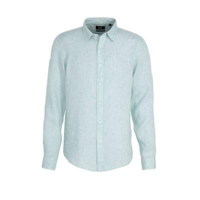 WE Fashion Fundamentals linnen slim fit overhemd blue dream