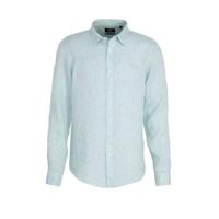 WE Fashion Fundamentals linnen slim fit overhemd blue dream