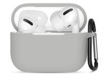 Hoesje geschikt voor Apple Airpods Pro - Softcase - Sleutelhanger - Cover - Extra dun - Siliconen - Grijs