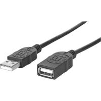 Manhattan USB-kabel USB 2.0 USB-A stekker, USB-A bus 1.00 m Zwart Folie afscherming, UL gecertificeerd, Vergulde steekcontacten 308519 - thumbnail