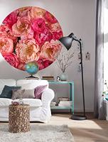 Komar DOT rond en zelfklevend vliesfotobehang - Roseraie - Ø 125 cm - bloemen, rozen, behang, muurtattoo, slaapkamer, woonkamer, wanddecoratie - D1-101