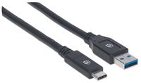 Manhattan USB-kabel USB 3.2 Gen1 (USB 3.0 / USB 3.1 Gen1) USB-A stekker, USB-C stekker 3.00 m Zwart 354981 - thumbnail