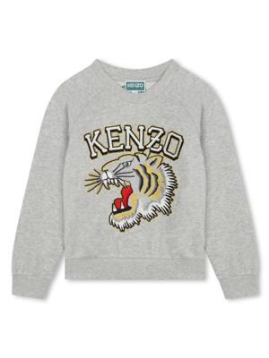 Kenzo Kids Sweater met geborduurde tijger - Grijs Kenzo Kids Sweater met geborduurde tijger - Grijs