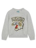 Kenzo Kids Sweater met geborduurde tijger - Grijs