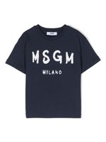 MSGM Kids t-shirt en coton à logo imprimé - Bleu