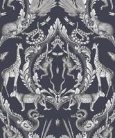 G78311 - Bazaar Tropisch Wildlife Damast Navy Galerie Behang