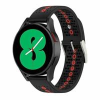 By Qubix - Compatible met Garmin Forerunner 255 - Dot Pattern bandje - Zwart met rood - Compatible Garmin bandje - Bandbreedte: 22mm
