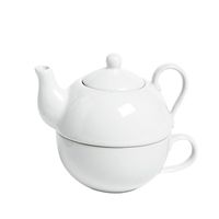 Porseleinen theepot set met kopje wit 250 ml