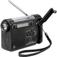 Renkforce RF-CR-200 Transistorradio VHF (FM), Middengolf, Korte golf Noodradio Oplaadbaar, Zonnepaneel, Handslinger, Wekfunctie, Zaklamp Zwart