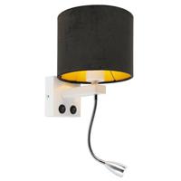 QAZQA Moderne wandlamp wit met kap velours zwart - Brescia