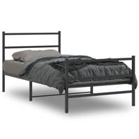 vidaXL Bedframe met hoofd- en voeteneinde metaal zwart 107x203 cm, eenpersoonsbed, bedombouw, logeerbed, bed, ledikant, bed frame, metalen bedframe