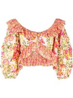 FARM Rio blouse volantée à fleurs - Rose