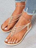 Beaded Thin Strap Bohemian Thong Sandals