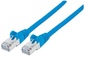 Intellinet 350778 RJ45 Netwerkkabel, patchkabel CAT 6A S/FTP 5.00 m Blauw Folie afscherming, Afscherming gevlochten, Halogeenvrij 1 stuk(s)