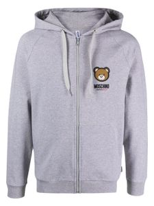 Moschino hoodie Leo Teddy à fermeture zippée - Gris