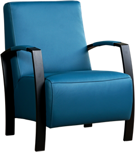 Blauwe leren industriële stalen fauteuil Glory - Toledo Leer Turquoise (blauw leer)