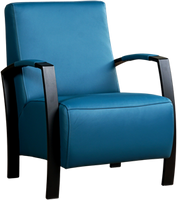 Blauwe leren industriële stalen fauteuil Glory - Toledo Leer Turquoise (blauw leer) - thumbnail