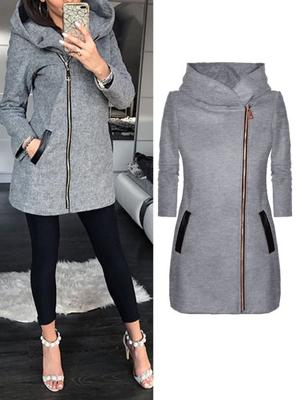 Loose Casual Plain Cross Neck Coat