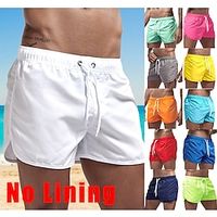 Voor heren Boardshorts Zwemshorts Lange zwembroeken Trekkoord Effen Sneldrogend Lichtgewicht Hardlopen Zwembad Klassiek Casual / sportief Zwart Wit Lightinthebox