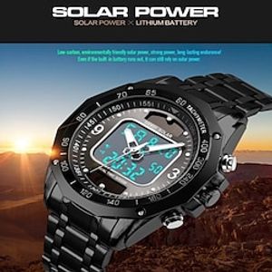 skmei solar heren sport digitaal horloge mode solar sport polshorloge dual-display roestvrij staal waterdicht mannelijk klok multifunctioneel analoog digitaal display man sporthorloge Lightinthebox