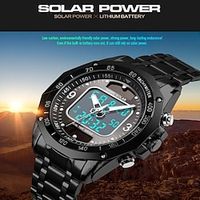 skmei solar heren sport digitaal horloge mode solar sport polshorloge dual-display roestvrij staal waterdicht mannelijk klok multifunctioneel analoog digitaal display man sporthorloge Lightinthebox - thumbnail