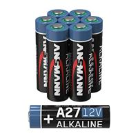 ANSMANN A27 12 V alkalinebatterij, 8 stuks, MN27-batterijen, bijzonder geschikt voor alarminstallaties, garagedeuropeners, afstandsbediening en nog veel meer, wegwerpbatterij
