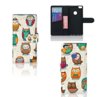 Huawei P8 Lite 2017 Telefoonhoesje met Pasjes Vrolijke Uilen