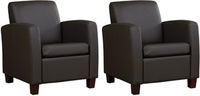 Set van 2 Donkerbruine leren landelijke fauteuils Joy - poot hout bruin - Toledo Leer Caffe (donkerbruin leer)