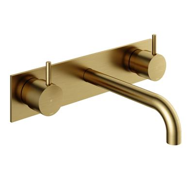 Hotbath Cobber inbouw wastafelkraan 18cm met plaat geborsteld messing PVD Hotbath Cobber inbouw wastafelkraan 18cm met plaat geborsteld messing PVD