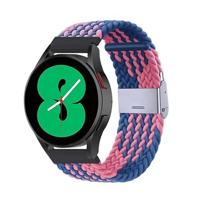 By Qubix - Compatible met Garmin Forerunner 255 - Braided nylon bandje - Blauw/roze - Compatible Garmin bandje - Bandbreedte: 22mm