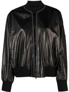 Brunello Cucinelli veste bomber en cuir à coupe crop - Noir