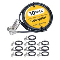 StarTech.com 10 Pack Laptopsloten met Dubbele Toegang, 2m K-Slot Kabelslot met Gelijksluitende Cilinder en Combinatieslot