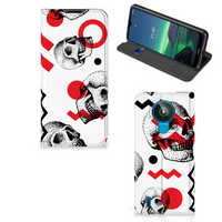 Mobiel BookCase Nokia 1.4 Skull Red