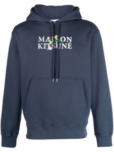 Maison Kitsuné logo-print cotton hoodie - Bleu