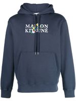 Maison Kitsuné hoodie en coton à logo imprimé - Bleu