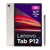 Lenovo Tab P12, 3K-display 12,7 inch (30,5 cm) processor MediaTek Dimensity 7050, RAM 8 GB, geheugen 256 GB, WiFi 6, tablet Android 13, Oat Grey, pen inbegrepen