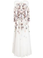 Saiid Kobeisy robe longue en tulle à ornements de perles - Blanc