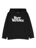 Versace Kids hoodie en coton à logo imprimé - Noir