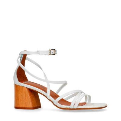 Manfield leren sandalettes crocoprint wit Manfield leren sandalettes crocoprint wit