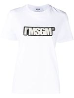 MSGM t-shirt crop à logo imprimé - Blanc - thumbnail