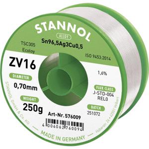 Stannol ZV16 Soldeertin, loodvrij Loodvrij Sn96,5Ag3Cu0,5 REL0 250 g 0.7 mm